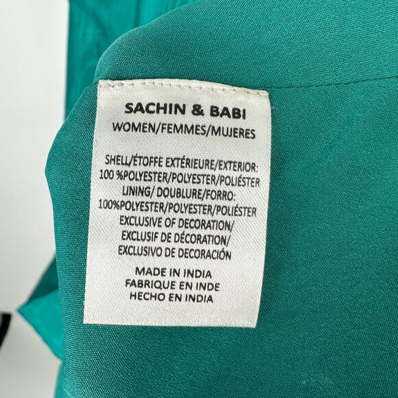 Sachin + Babi Kenzia Plunge Full Length Embellished Moire Taffeta Gown 10 - Picture 10 of 11